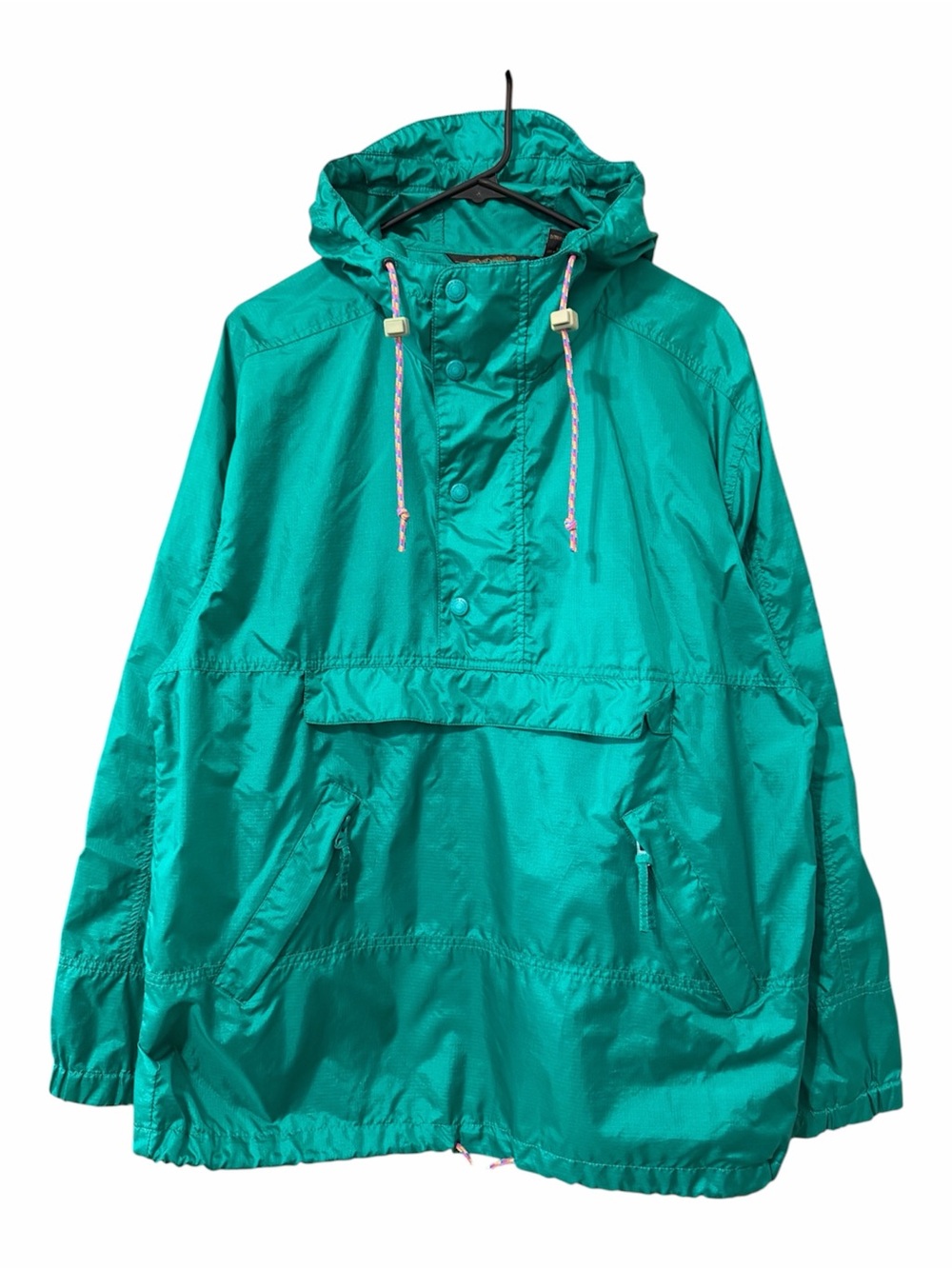 Vintage Eddie Bauer Teal Green Nylon Pullover Windbreaker Jacket Packable 90’s